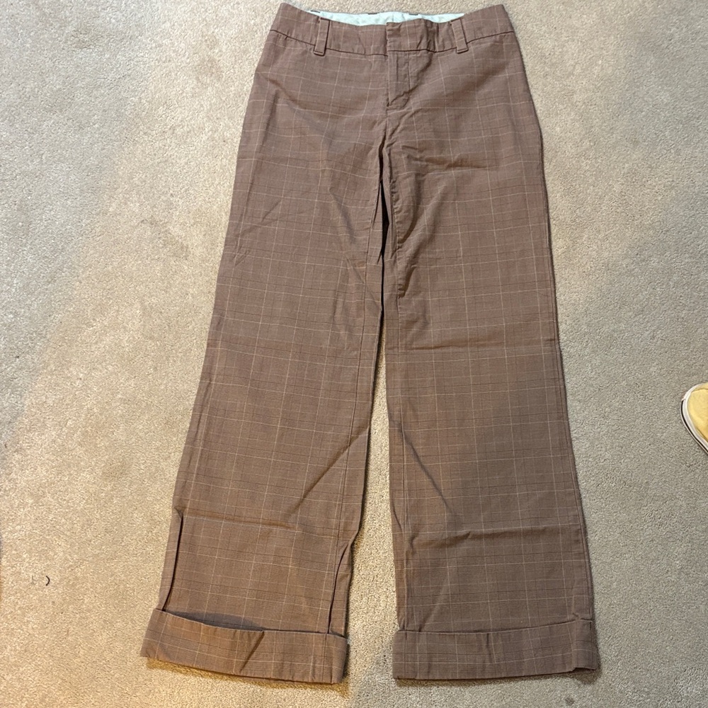 GAP Women's Brown Plaid Wide Leg Pants